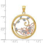 Load image into Gallery viewer, 14K Yellow Gold Yellow &amp; Rose Gold w/Rhodium Butterfly in Circle Pendant
