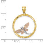 Load image into Gallery viewer, 14K Yellow Gold Yellow, Rose and Rhodium Dragonfly Pendant
