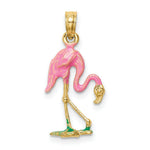 Load image into Gallery viewer, 14K Yellow Gold Enameled Flamingo Pendant
