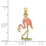 Load image into Gallery viewer, 14K Yellow Gold Enameled Flamingo Pendant
