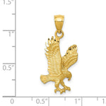 Load image into Gallery viewer, 14K Yellow Gold Satin Diamond-cut Eagle Pendant
