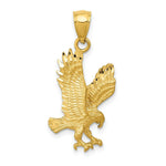 Load image into Gallery viewer, 14K Yellow Gold Satin Diamond-cut Eagle Pendant
