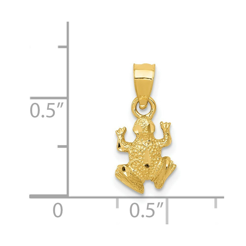 14K Yellow Gold Diamond-cut Frog Pendant