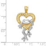 Load image into Gallery viewer, 14K Yellow Gold and Rhodium Diamond-cut Frog in Heart Pendant
