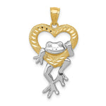 Load image into Gallery viewer, 14K Yellow Gold and Rhodium Diamond-cut Frog in Heart Pendant
