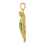 Load image into Gallery viewer, 14K Yellow Gold 3-D Enameled Sea Turtle Pendant
