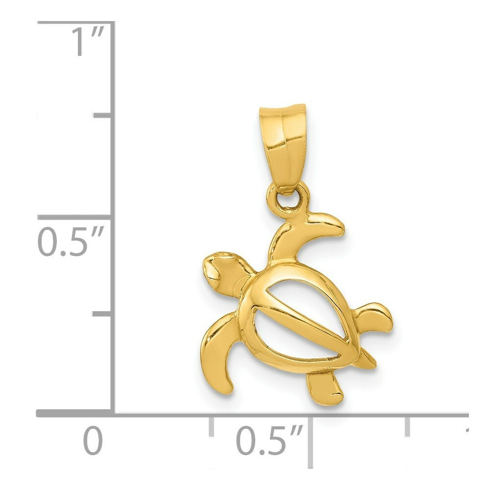 14K Yellow Gold Open Turtle Pendant