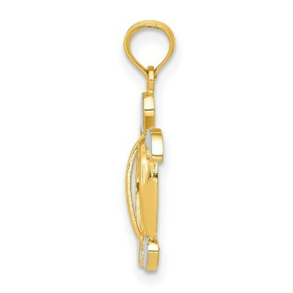 14K Yellow Gold & Rhodium Sea Turtle Pendant