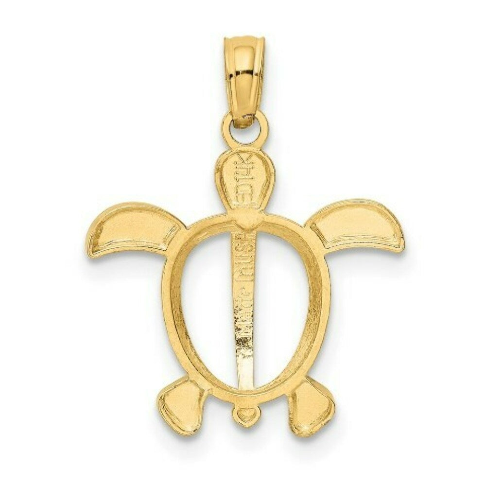 14K Yellow Gold & Rhodium Sea Turtle Pendant