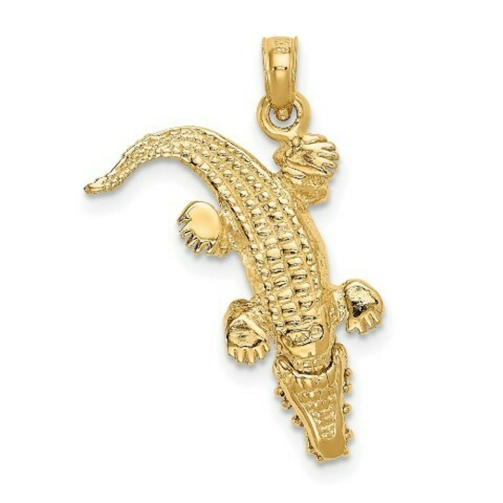 14K Yellow Gold Alligator Pendant