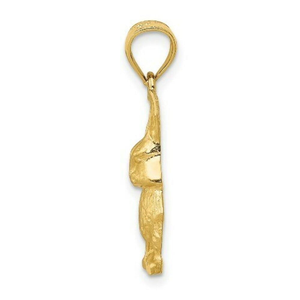14K Yellow Gold Diamond-cut Rabbit Pendant