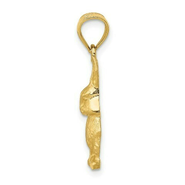 14K Yellow Gold Diamond-cut Rabbit Pendant