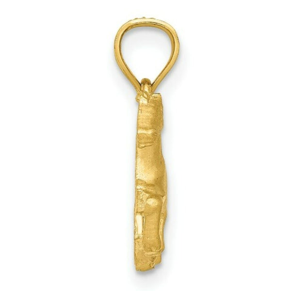 14K Yellow Gold Diamond-cut Pig Pendant