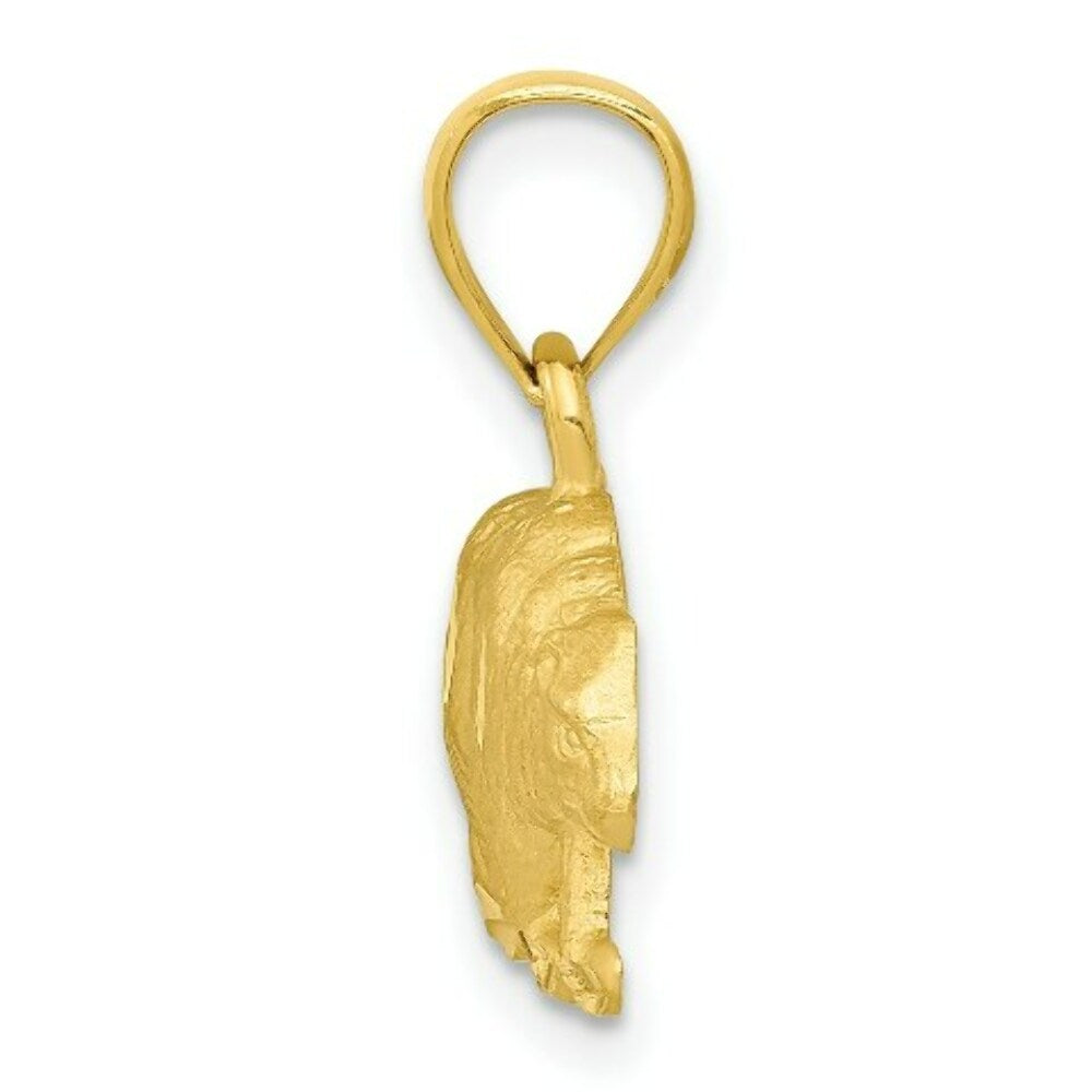 14K Yellow Gold Diamond-cut Bear Pendant