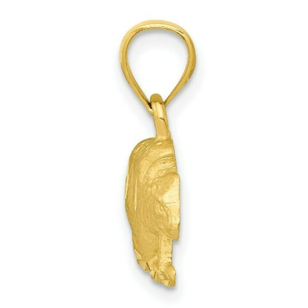 14K Yellow Gold Diamond-cut Bear Pendant