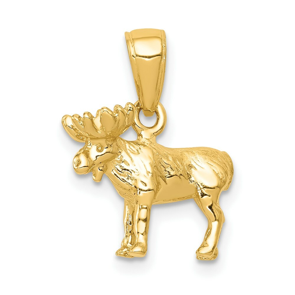 14K Yellow Gold 3-D Moose Pendant