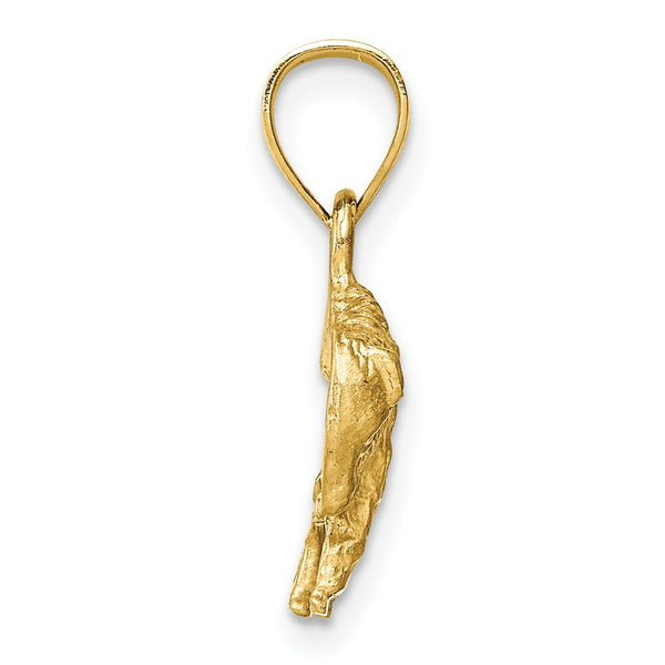 14K Yellow Gold Diamond-cut Buffalo Pendant