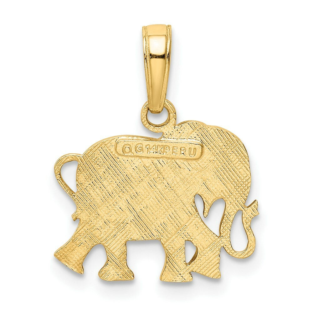 14K Yellow Gold Textured Elephant Pendant