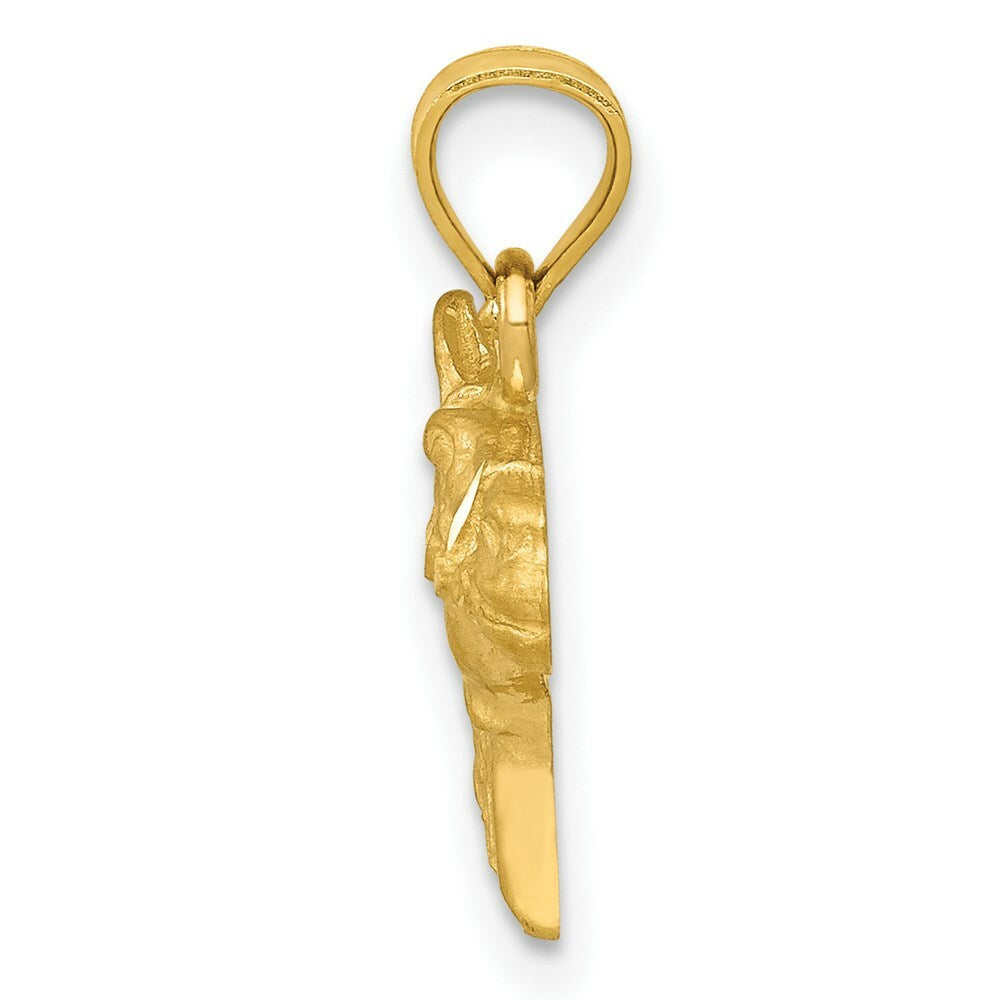 14K Yellow Gold Diamond-cut Horse Pendant