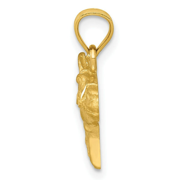 14K Yellow Gold Diamond-cut Horse Pendant