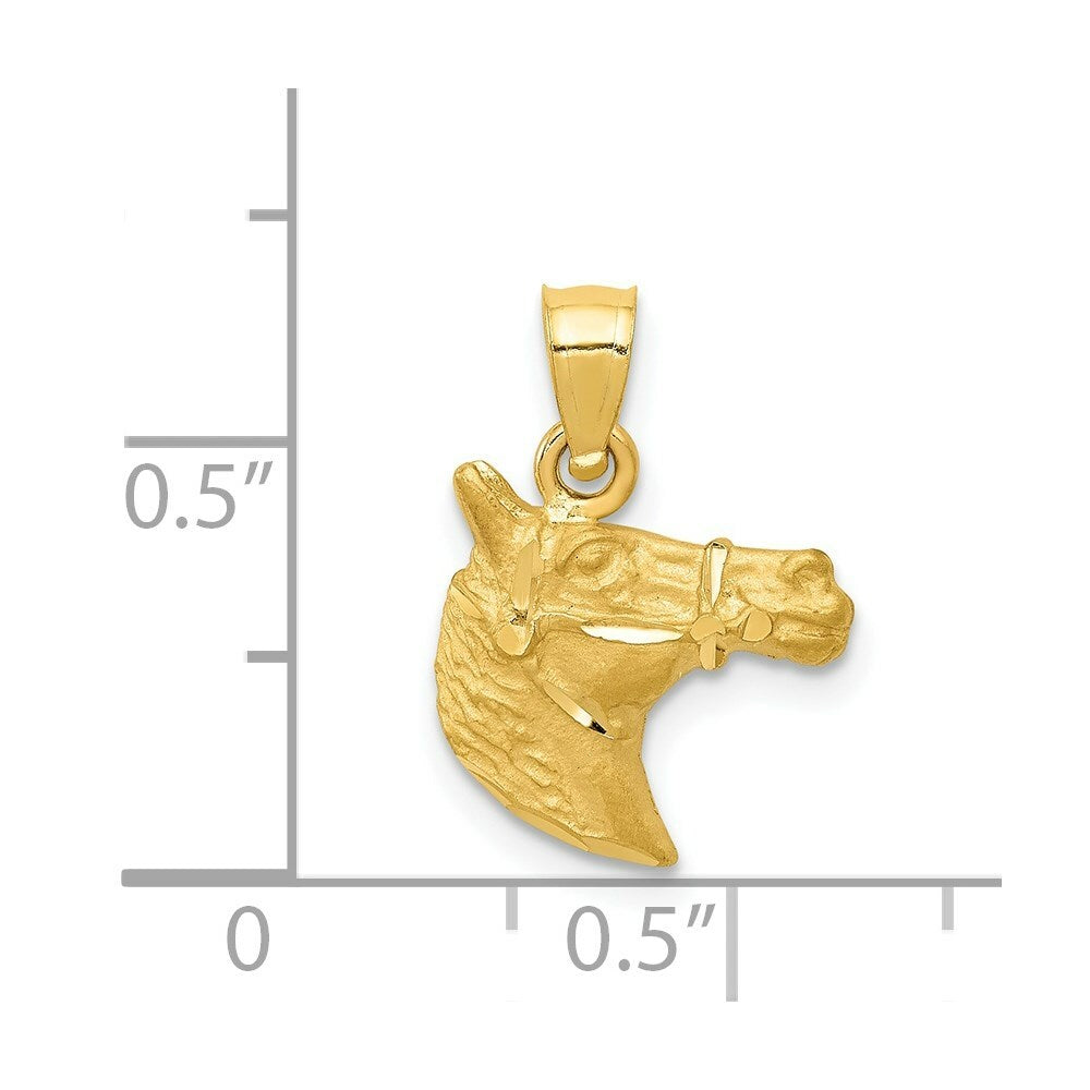 14K Yellow Gold Diamond-cut Horse Pendant
