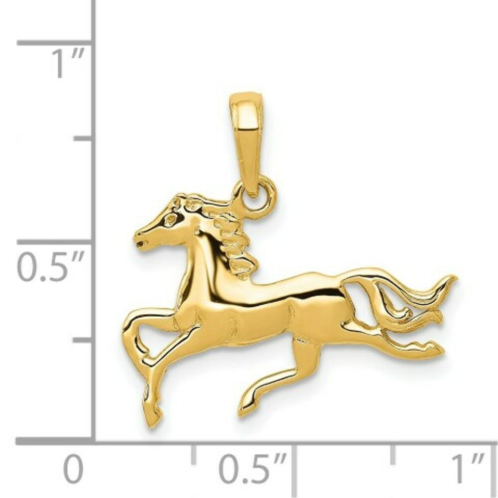 14K Yellow Gold Horse Pendant 19mm length