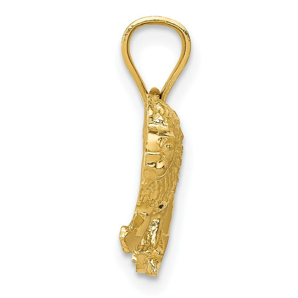 14K Yellow Gold Diamond-cut Lion Pendant