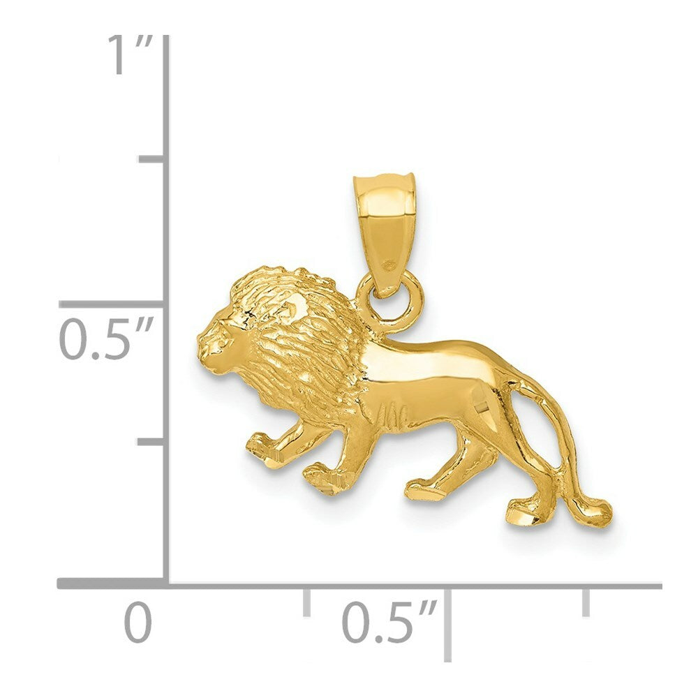 14K Yellow Gold Diamond-cut Lion Pendant