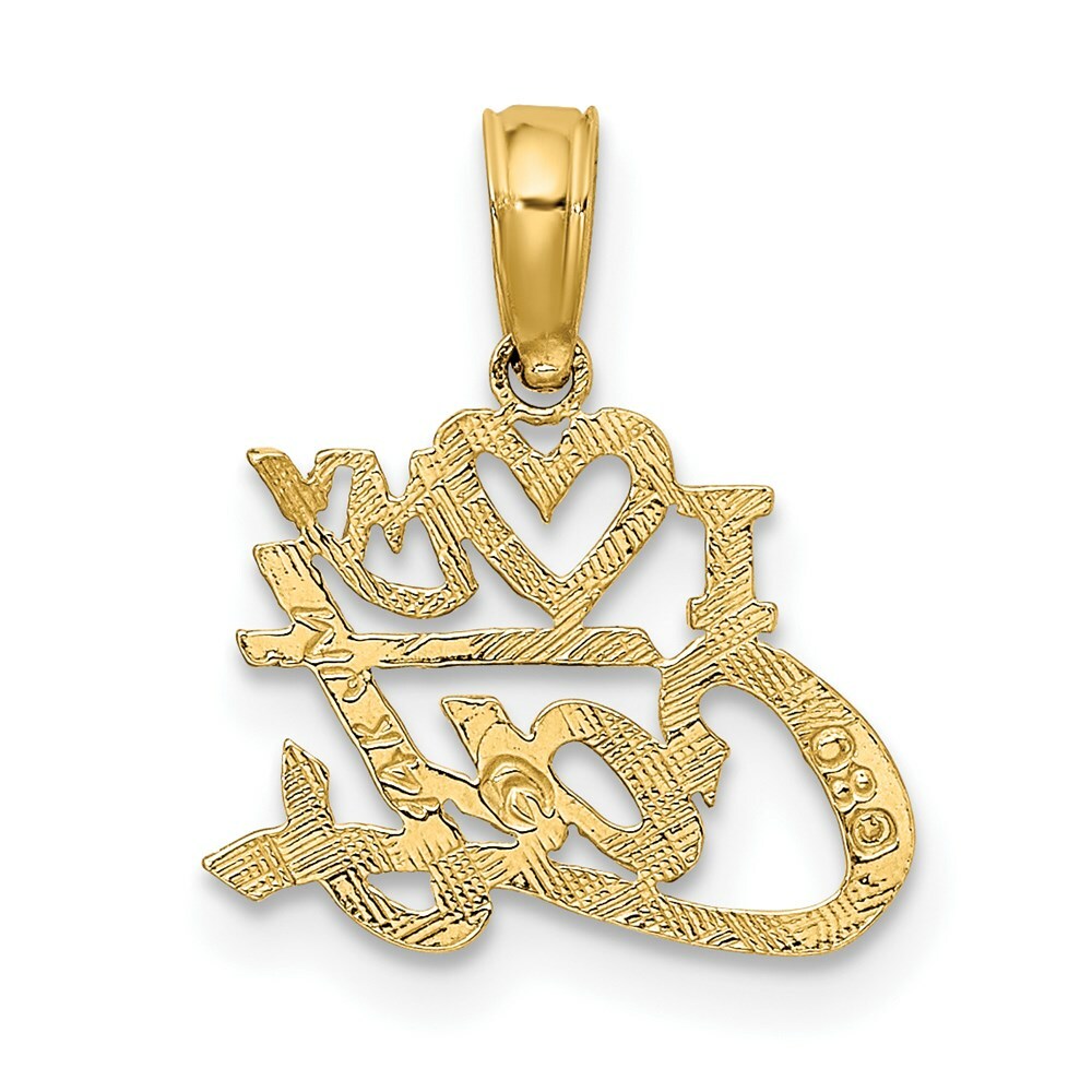 14K Yellow Gold I Heart My Cat Charm Pendant