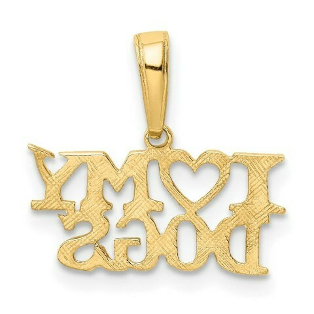 14K Yellow Gold I Heart My Dogs Pendant