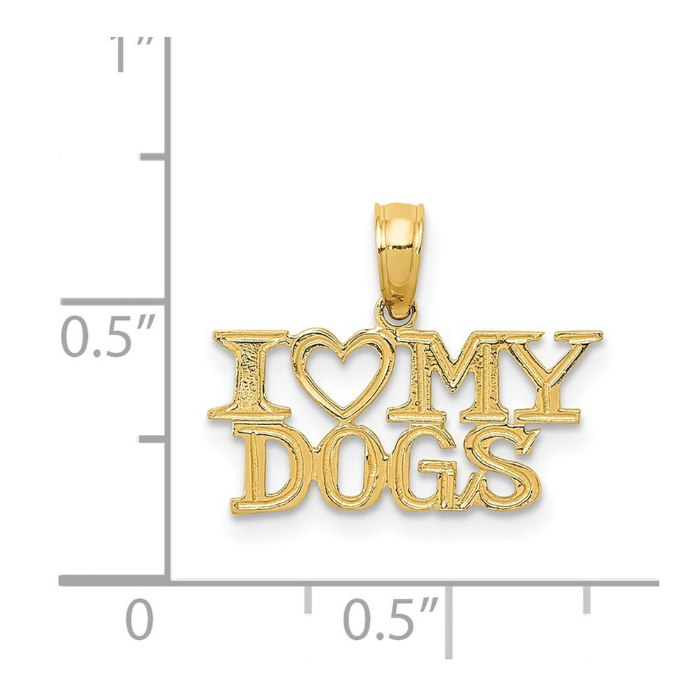 14K Yellow Gold I Heart My Dogs Pendant