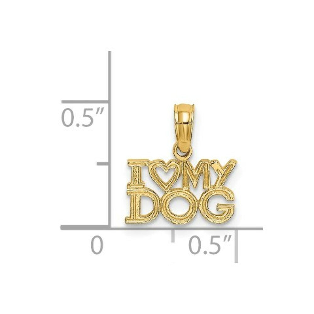 14K Yellow Gold I Heart My Dog Charm Pendant