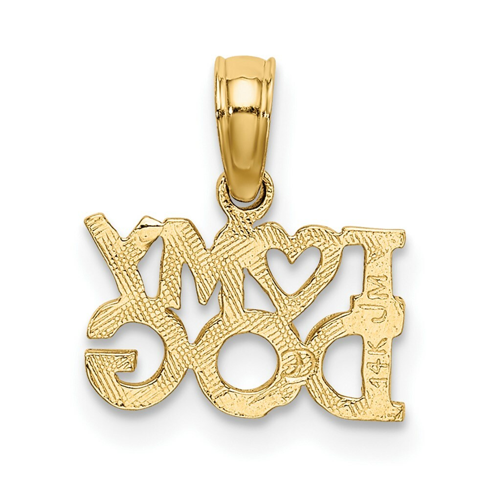 14K Yellow Gold I Heart My Dog Charm Pendant