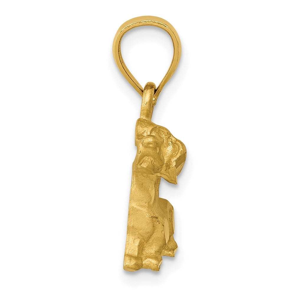 14K Yellow Gold Diamond-cut Dachshund Pendant