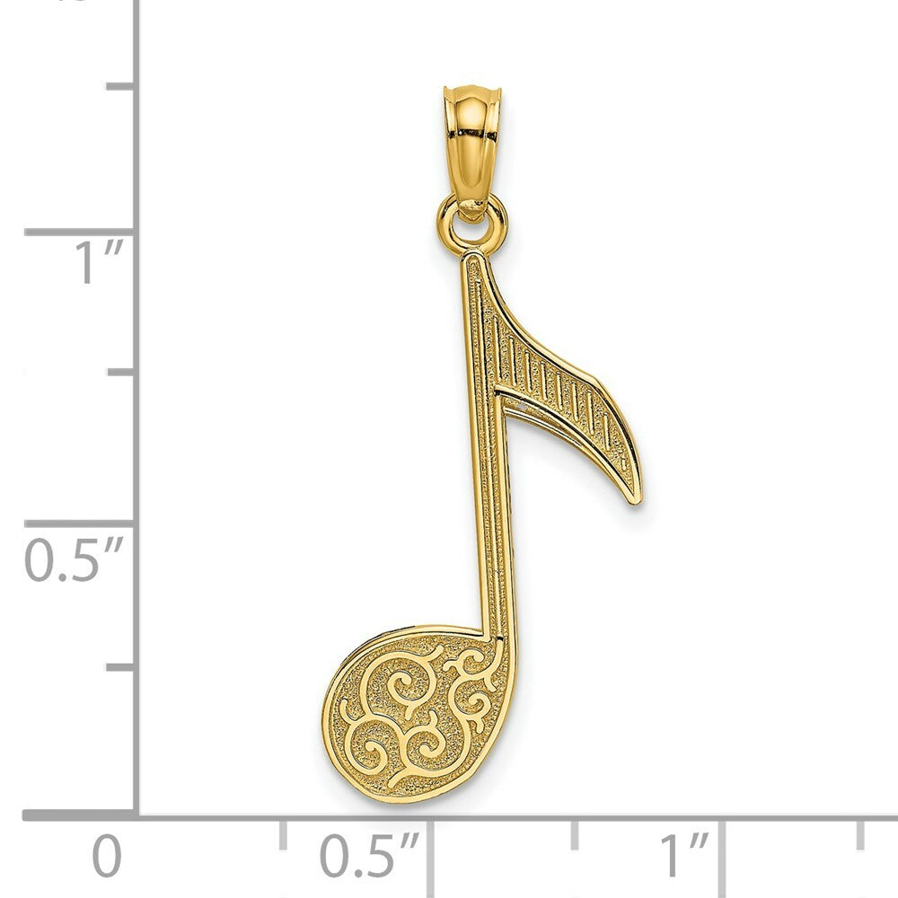14K Yellow Gold Music Note Charm Pendant