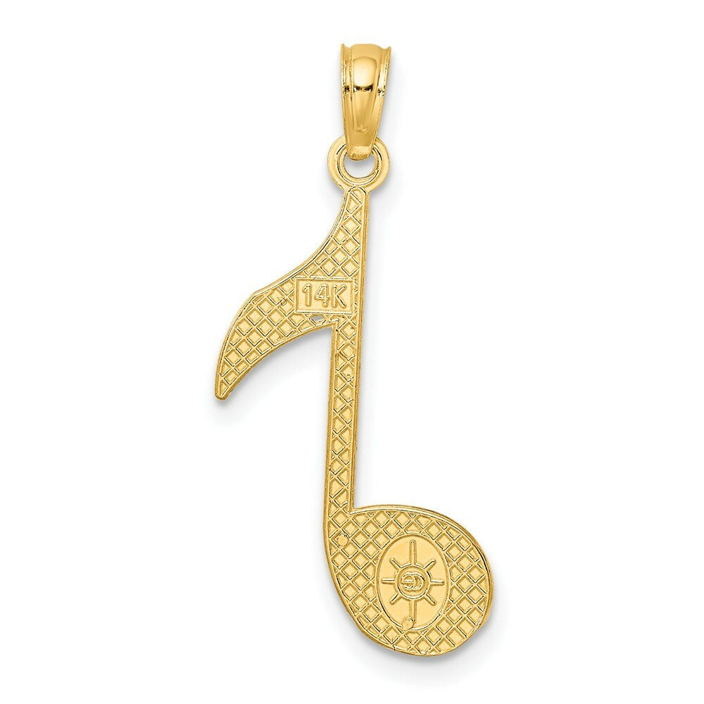14K Yellow Gold Music Note Charm Pendant