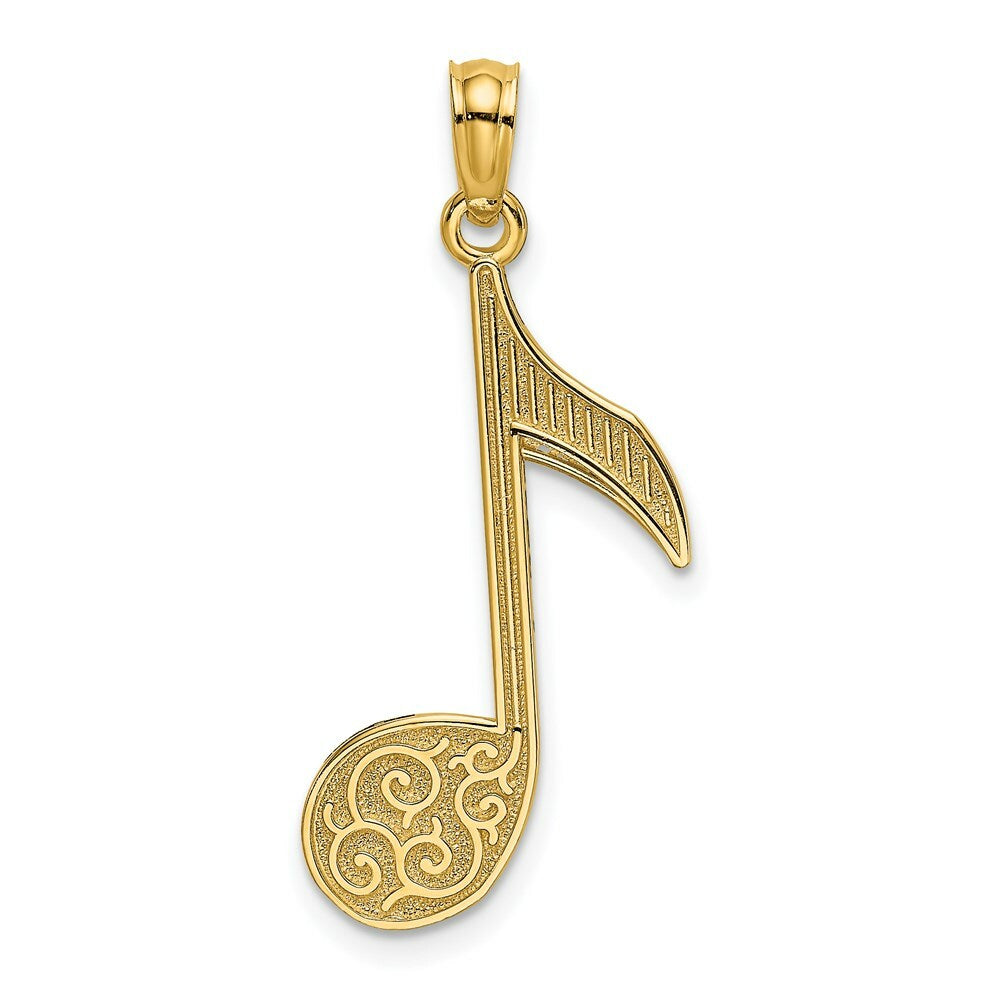 14K Yellow Gold Music Note Charm Pendant
