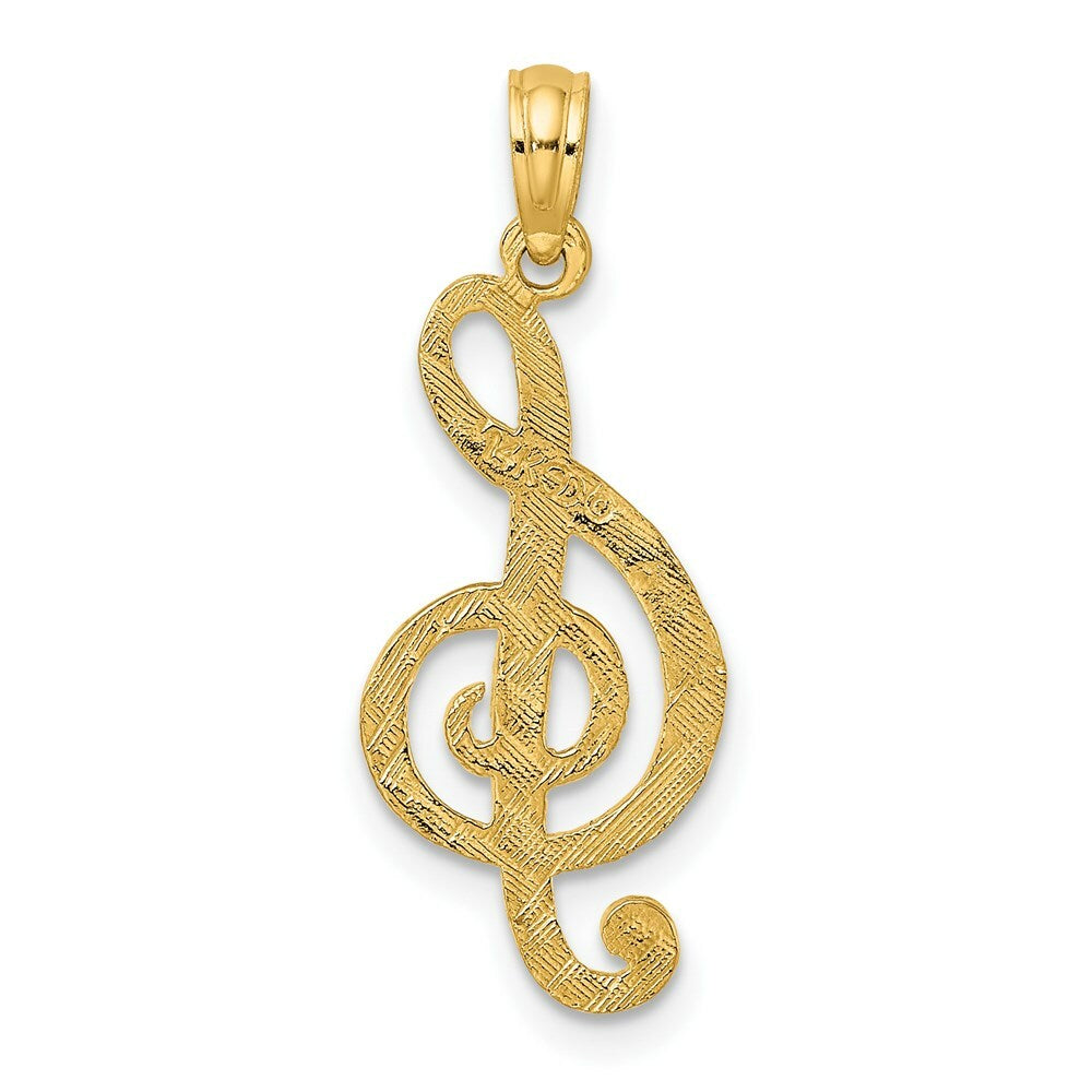 14K Yellow Gold Clef Note Charm Pendant