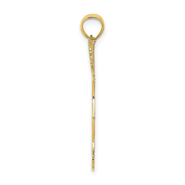 14K Yellow Gold Cheerleader With Pom-Poms Charm Pendant