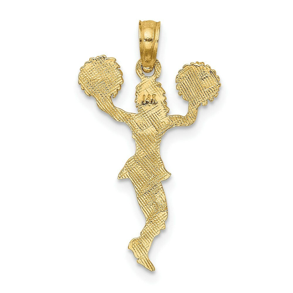 14K Yellow Gold Cheerleader With Pom-Poms Charm Pendant