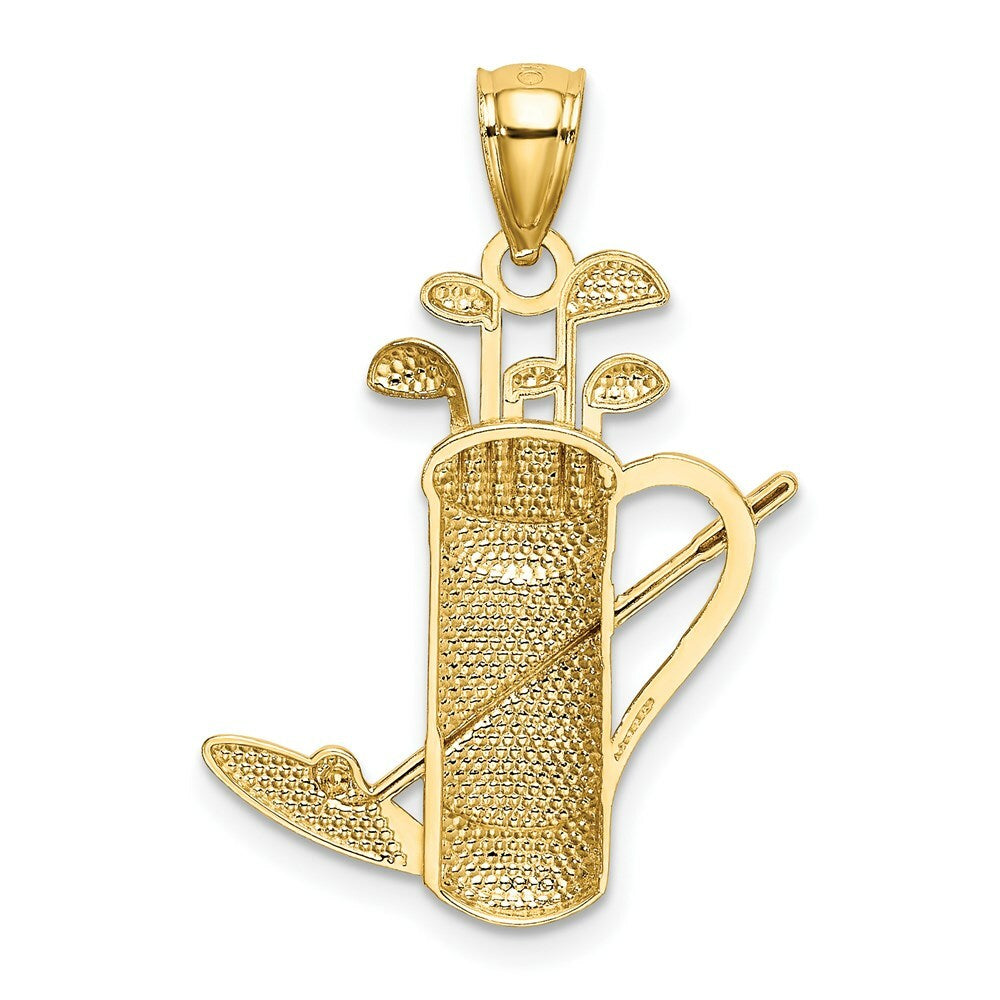 14K Yellow Gold and Rhodium Golf Bag Pendant