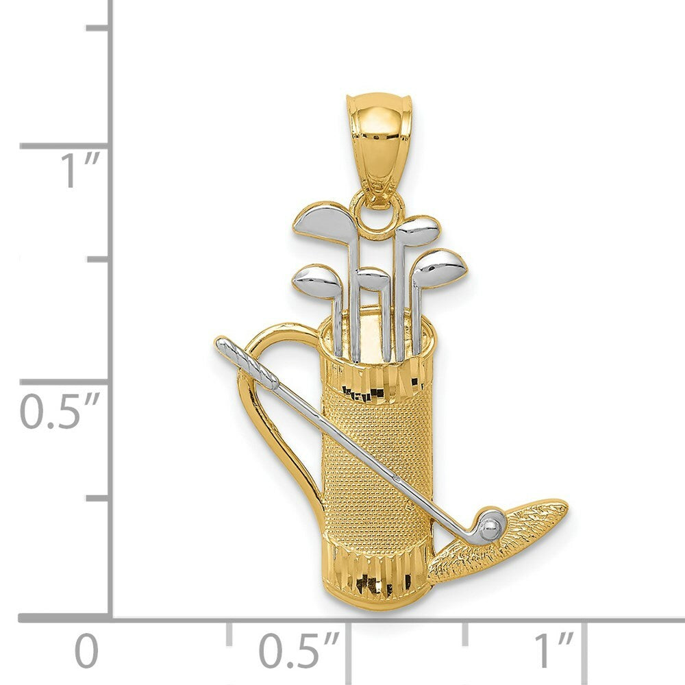 14K Yellow Gold and Rhodium Golf Bag Pendant