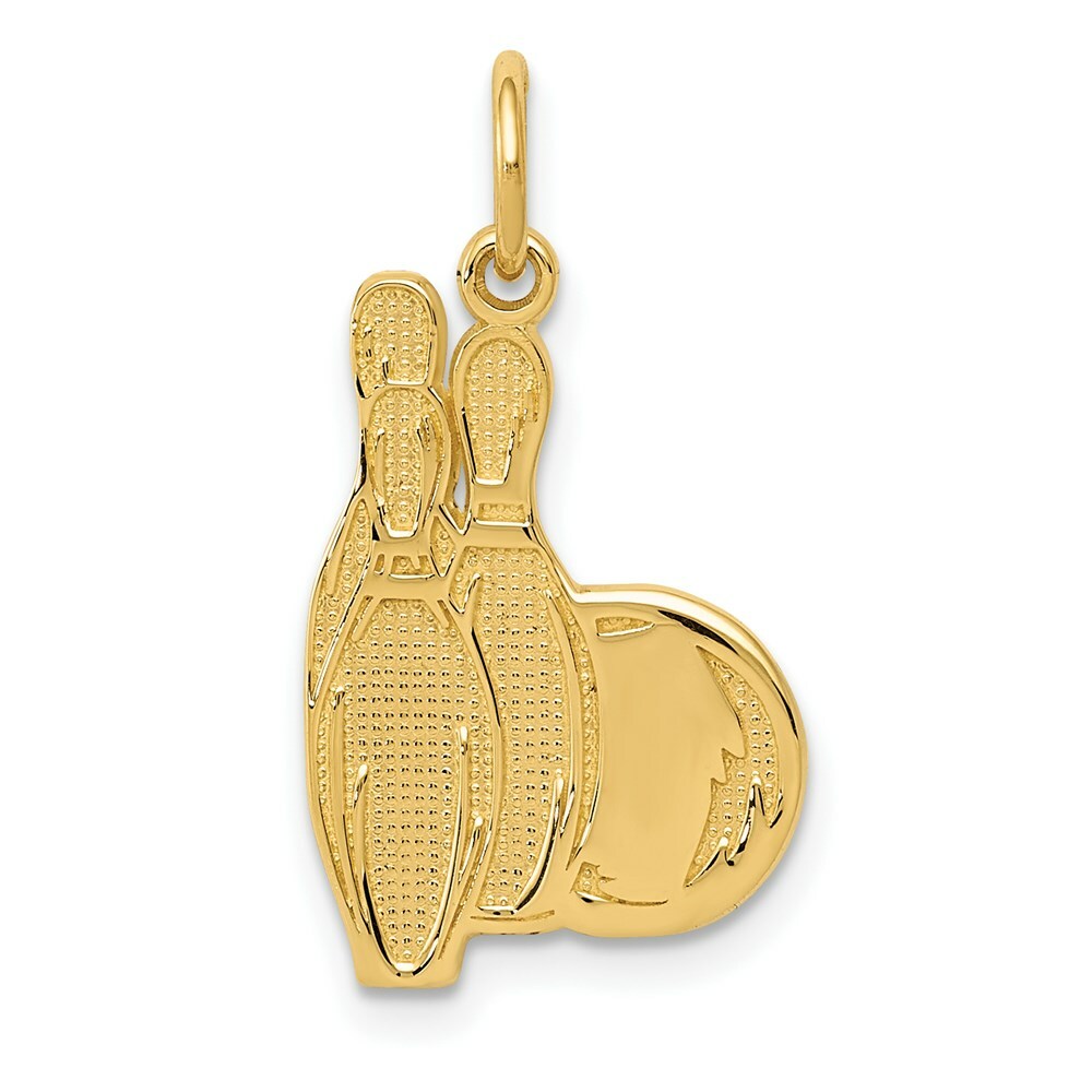 14K Yellow Gold Bowling Pins Charm