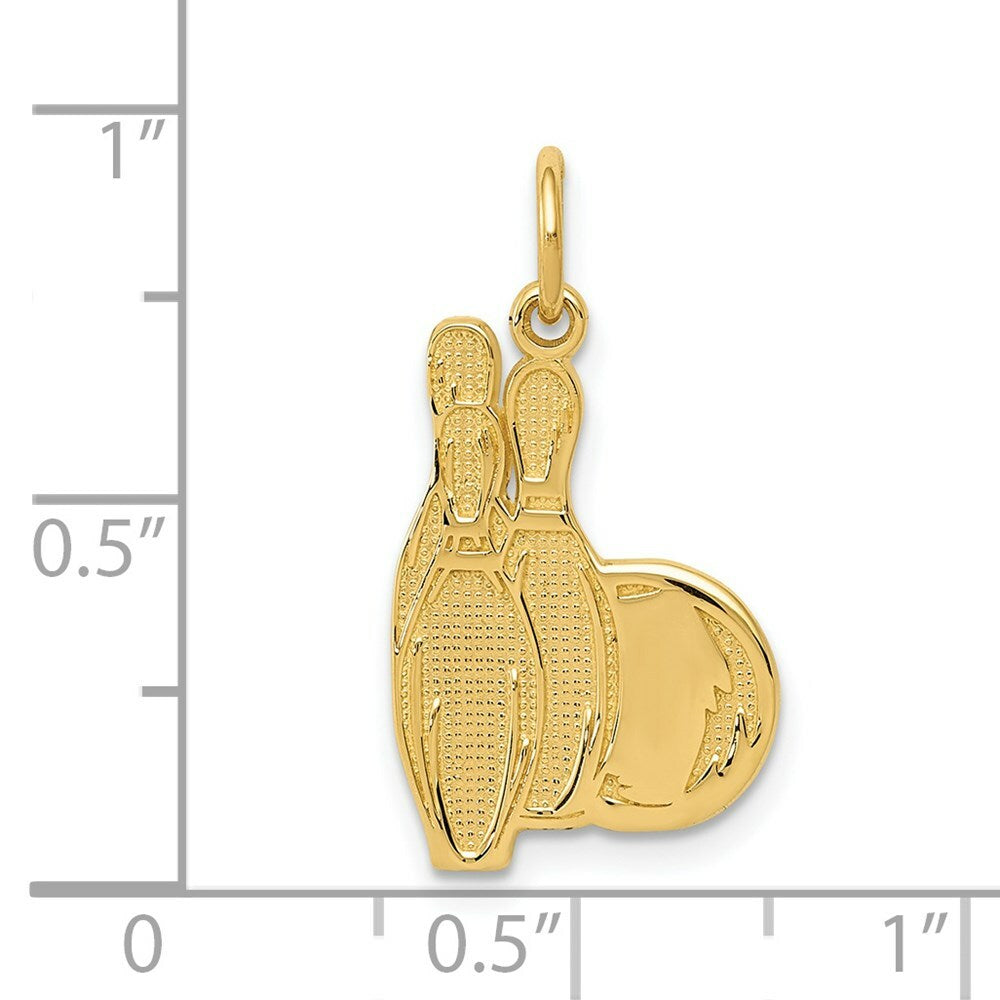 14K Yellow Gold Bowling Pins Charm