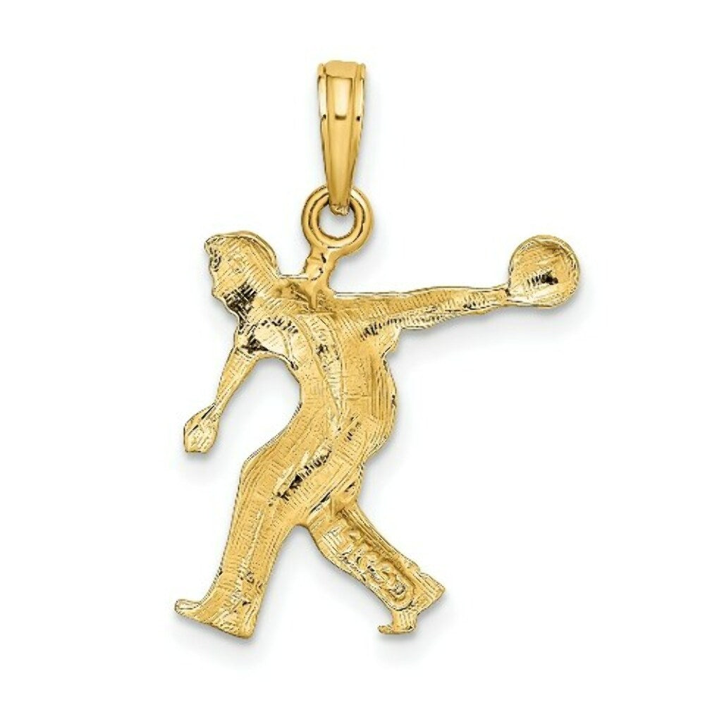 14K Yellow Gold Male Bowling Charm Pendant
