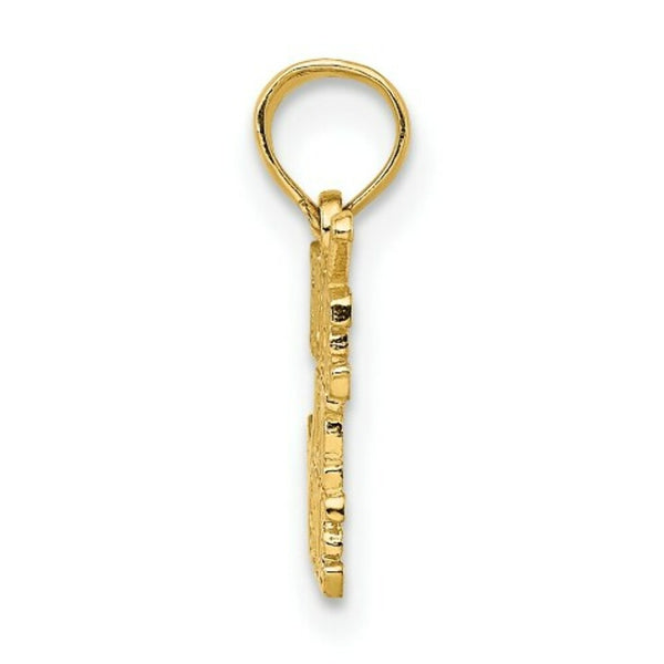 14K Yellow Gold Hole in One With Golf Club Charm Pendant