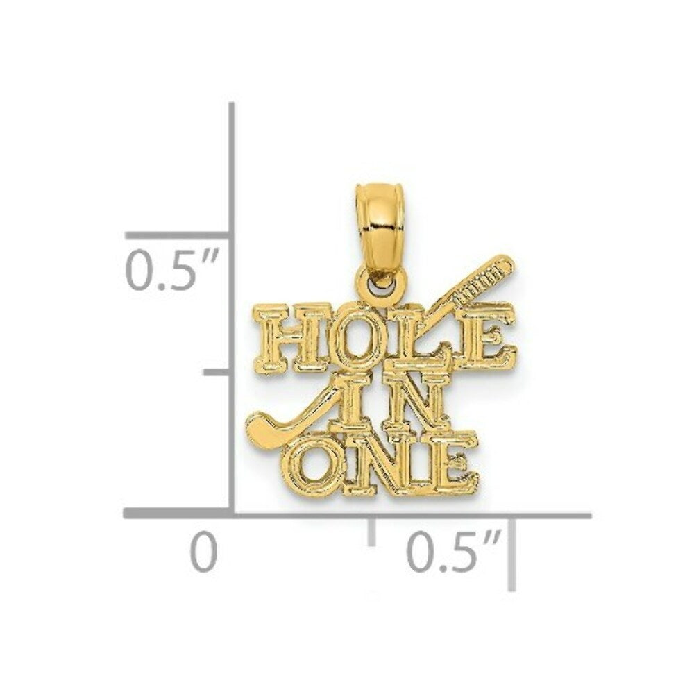 14K Yellow Gold Hole in One With Golf Club Charm Pendant