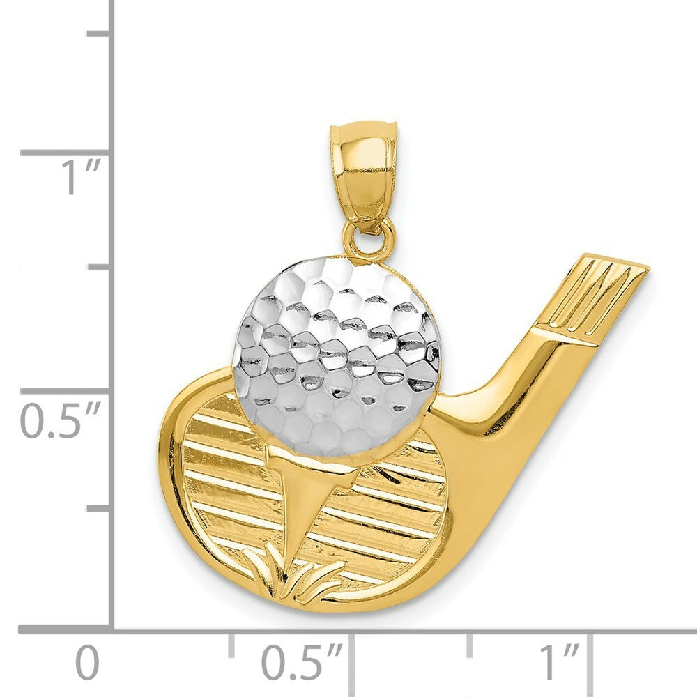 14K Yellow Gold and Rhodium Golf Pendant
