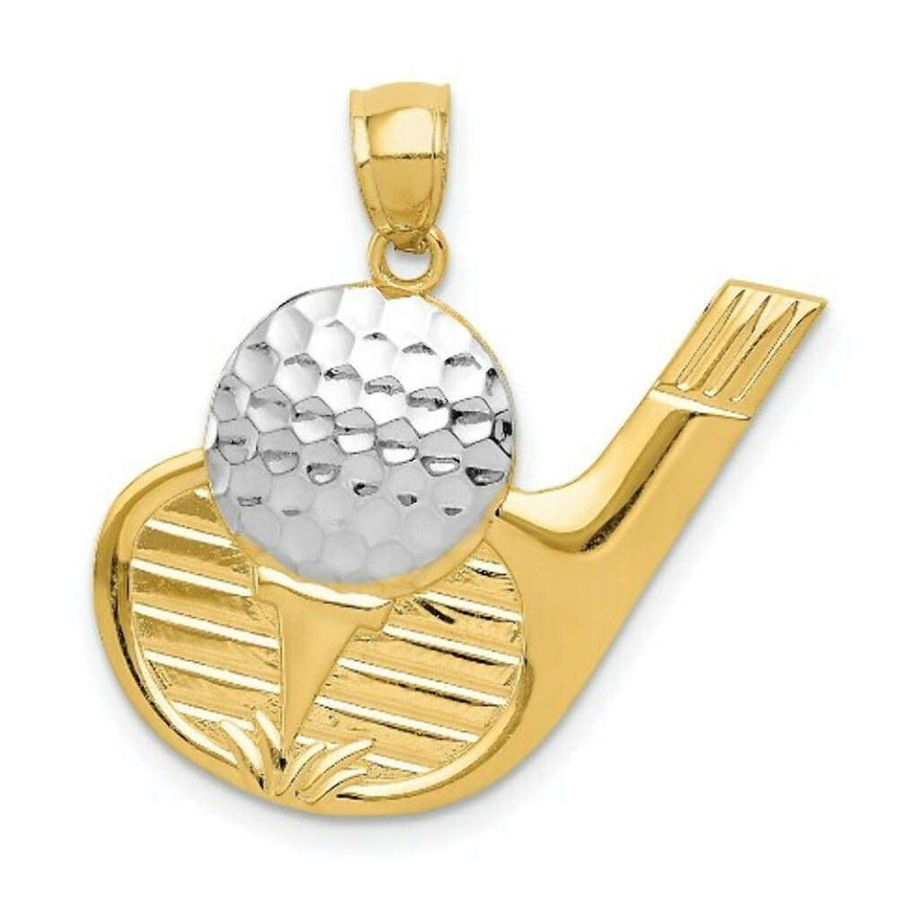 14K Yellow Gold and Rhodium Golf Pendant