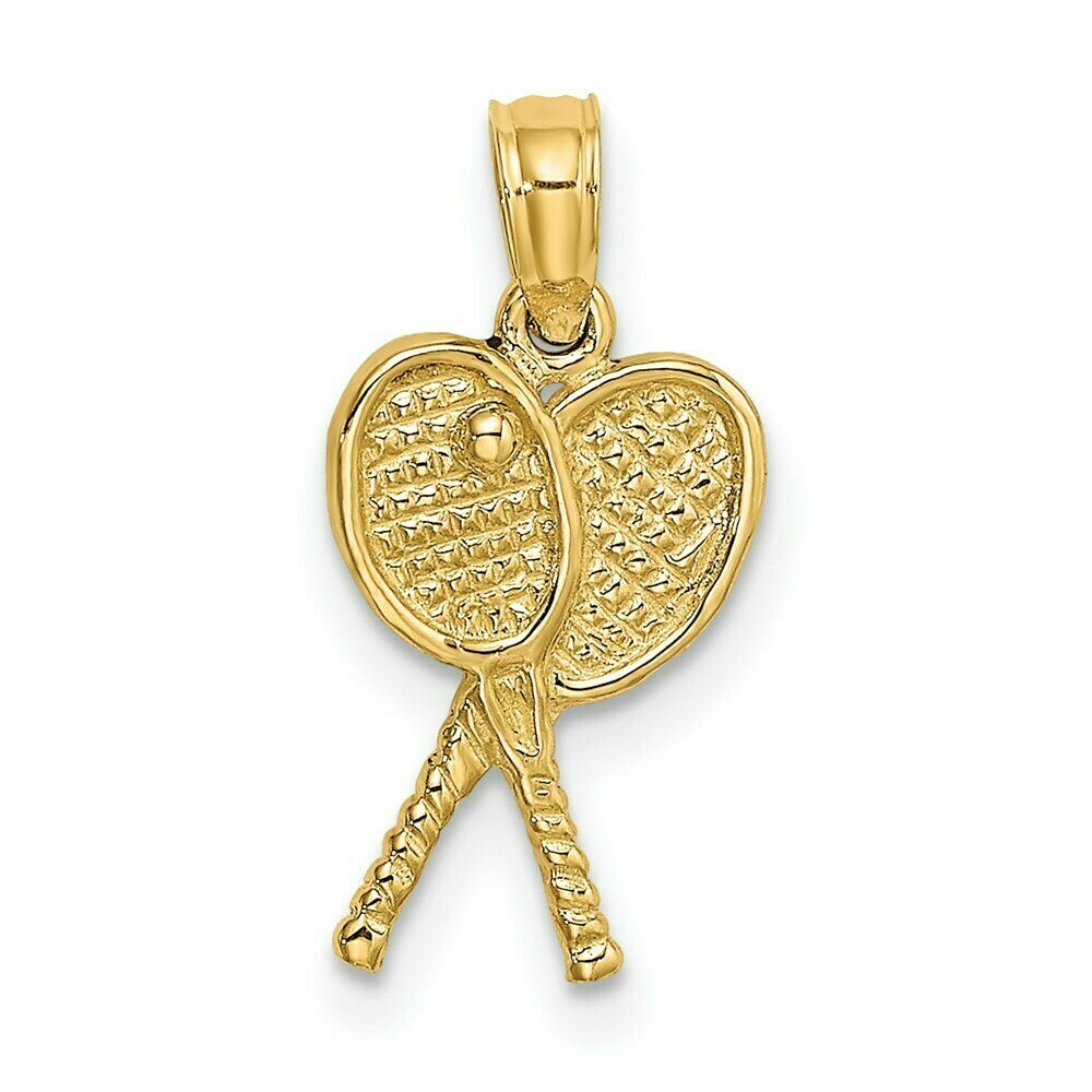 14K Yellow Gold Tennis Racquets Charm Pendant